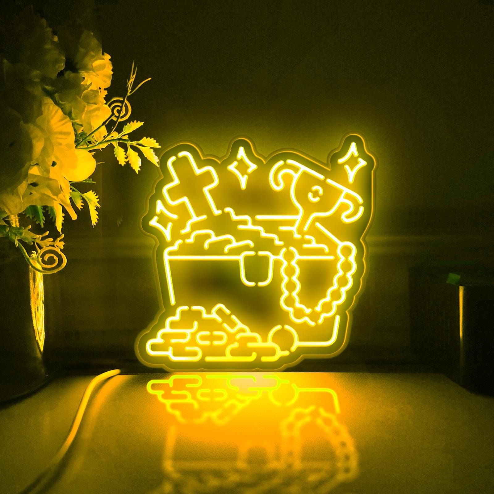 Curated visual reference: Treasure Chest With Led Light For Goldfish Reference: Game Treasure Chest Led Light Box Treasure Chest Wall Art