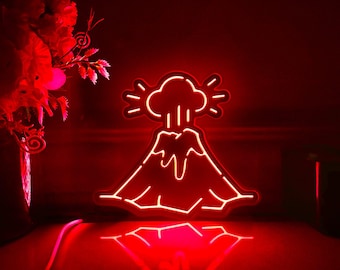 Volcano Eruption Led Light Box, Volcano Wall Art Decor, Personalized Light Sign, Neon-like Rgb Desktop Decorations, Bedroom Decor, Gift