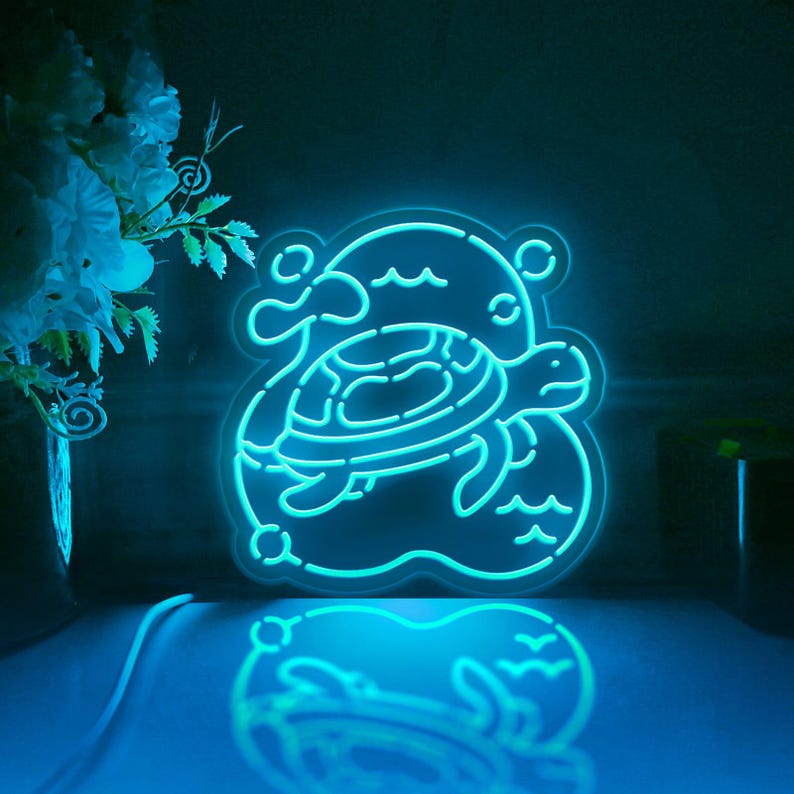 Turtle Led Light Box, Sea Animal Wall Art Decor, Light Sign, Desktop ...