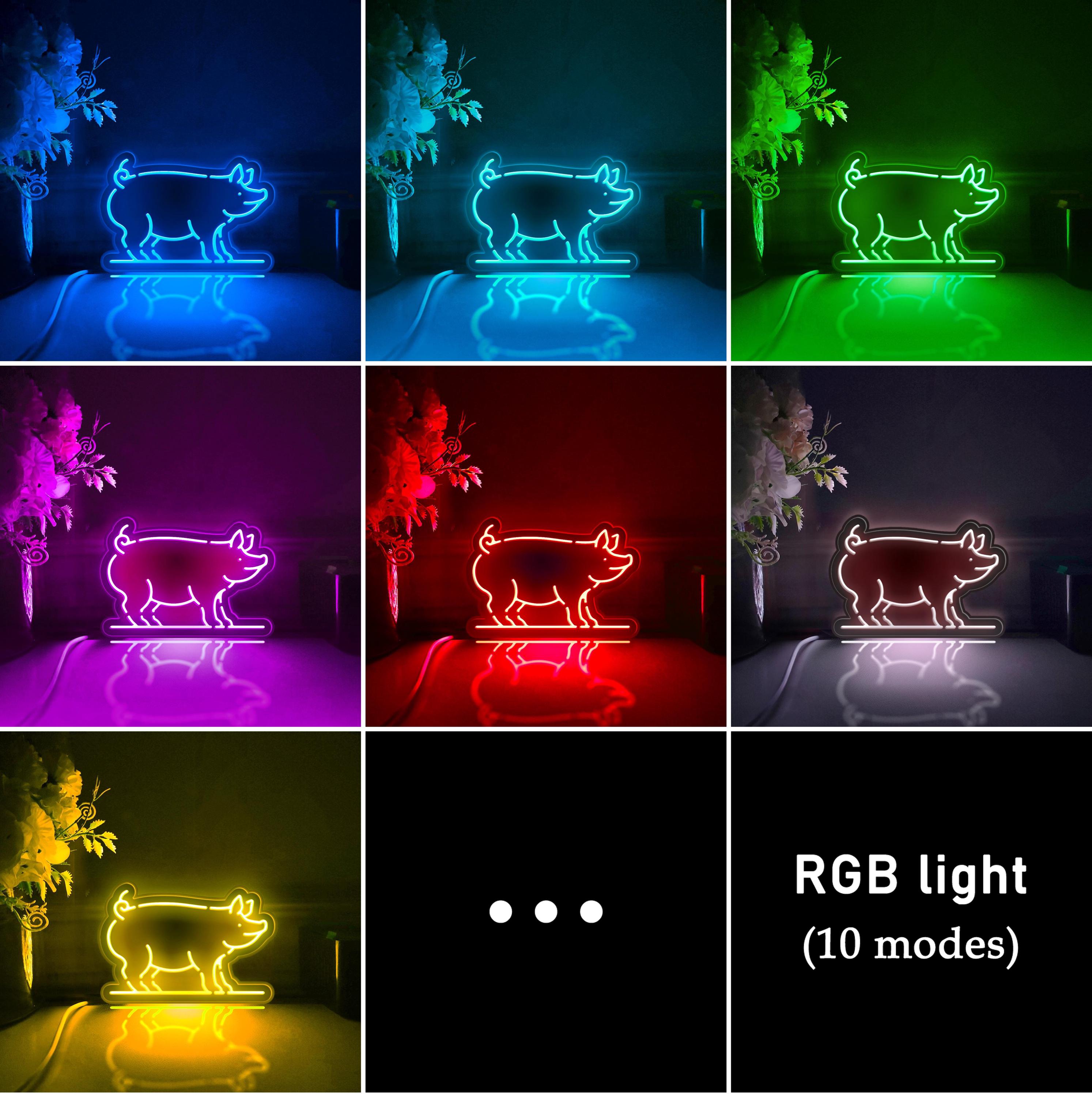 Pig Led Pig Led Light Box, Farm Animal Wall Art Decor, Light Sign, Desktop ...