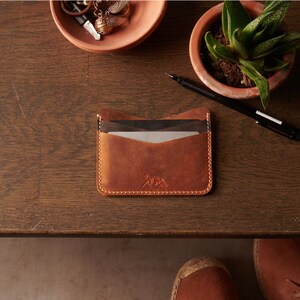 Personalized Slim Leather Card Holder Wallet, Gift For Mens