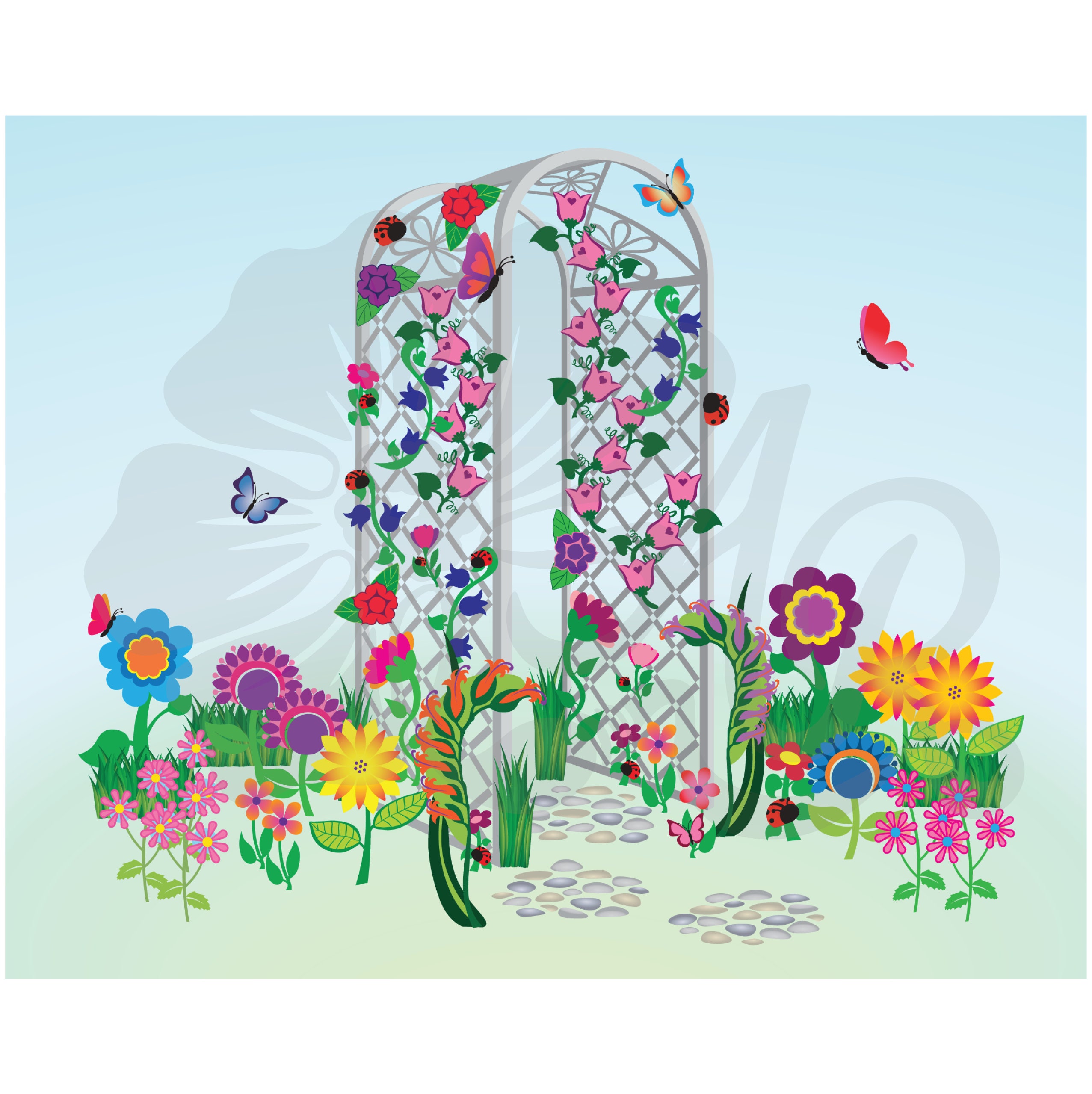Flower Garden, Colorful Printable Image and Individual Garden Art ...