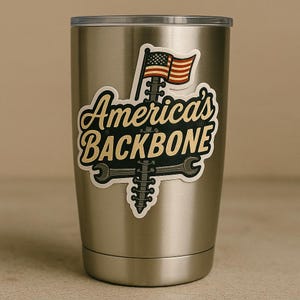 America&#39;s Backbone Sticker: Blue Collar Patriotic Decal - Union Support