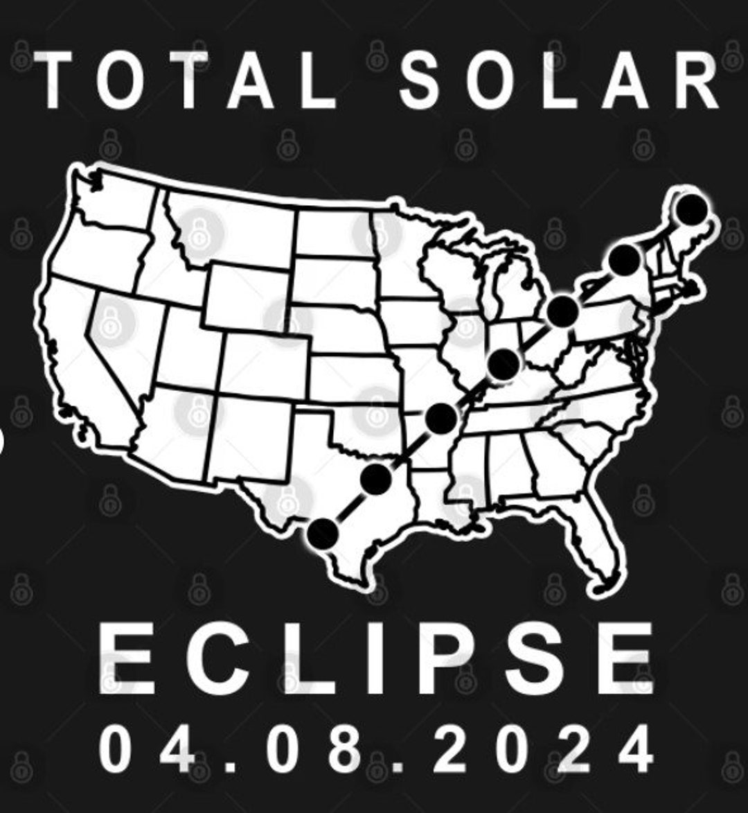 Solar Eclipse 2024 Path of Totality Map Totality 4.08.24 Etsy
