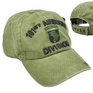 US Military 101st Airborne Division Pigment Washed Adjustable Olive Baseball Hat Cap