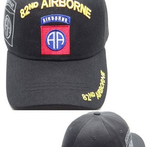 US Military 82nd Airborne Black Adjustable Baseball Hat Cap