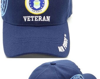 Cappello Da Baseball U.S. Air Force Veteran - Logo Ali Ricamato - Blu Navy Con Chiusura Regolabile - Licenza Ufficiale