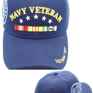 US Military Navy Vietnam Veteran Ribbon Blue Adjustable Baseball Hat Cap