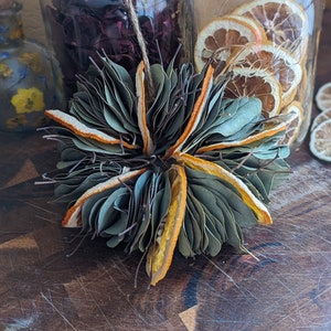 Eucalyptus Wreath, Dried Orange Ornament, Dehydrated Citrus Garland, Herbal Shower Steamer, Rustic Holiday Table Centerpiece & Door Hanger