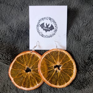 Dried Orange Slice Earrings: Real Citrus Resin Boho Jewelry