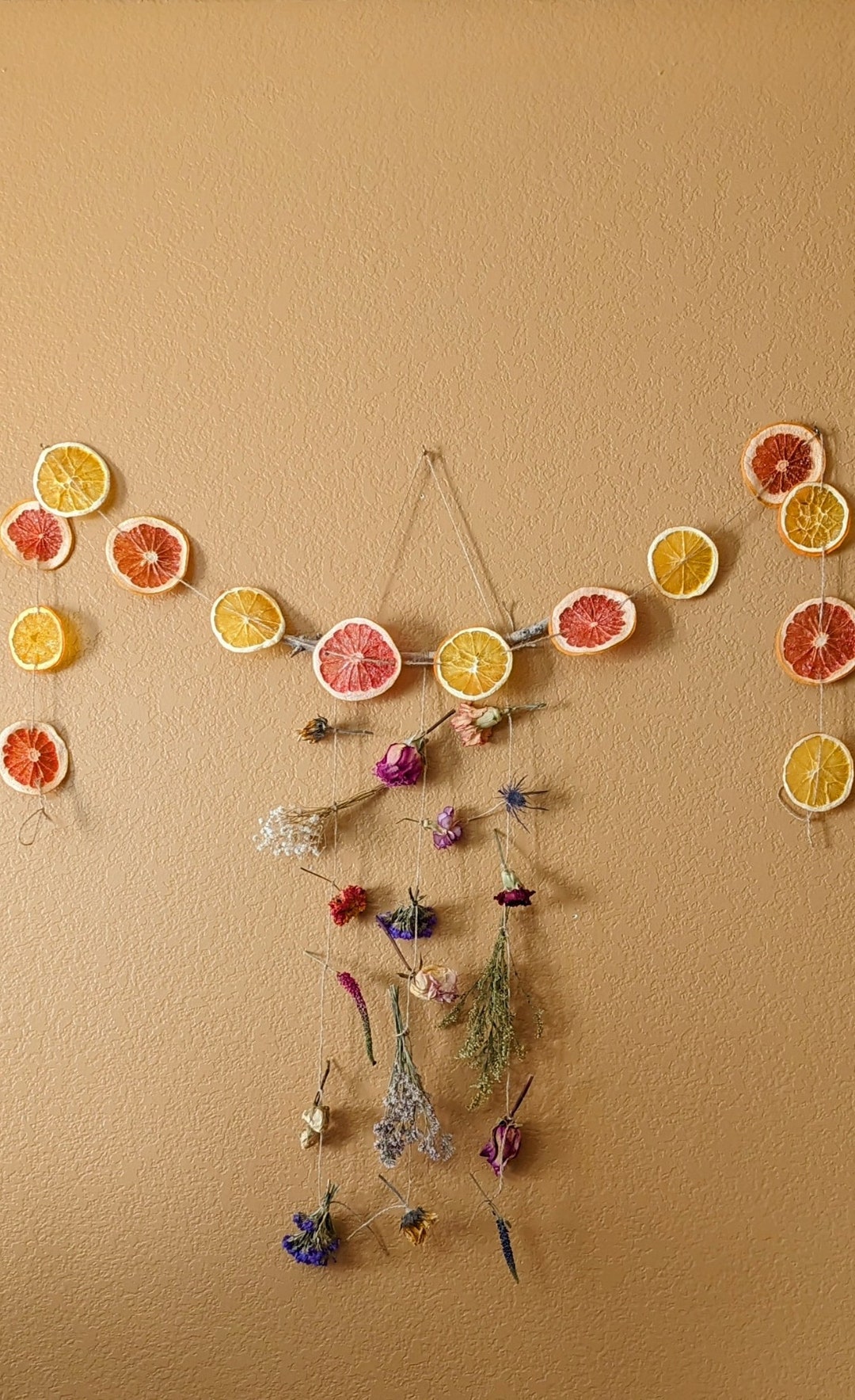 Grapefruit & Orange Handstrung Dried Citrus Garland, Suncatcher, Window