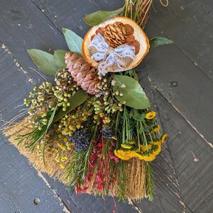 Hawktail Whisk Broom Cottagecore Decorative Hand Broom With Dried Florals Beltane Broom Altar