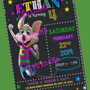 Chuck E Cheese Birthday Party Invitation - Etsy