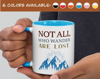 Taza de senderismo, no todos los que vagan están perdidos, gráfico de montaña de senderismo, taza de escalador de montaña, excursionista de senderos, regalo de amante del aire libre, equipo de campamento