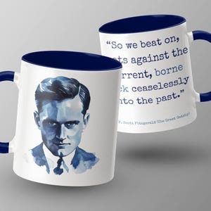 F. Scott Fitzgerald Quote Mug, The Great Gatsby Mug, Literary Gift, Watercolor Portrait, Inspirational Book Lover Gift