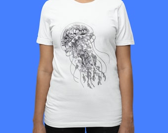 Qualle T-Shirt, Ozean Shirt, Strand Thema, Strand Vibes Shirt, Strand Liebhaber Geschenk, Qualle Grafik, Sommer Ferien Shirt, Reise Shirt