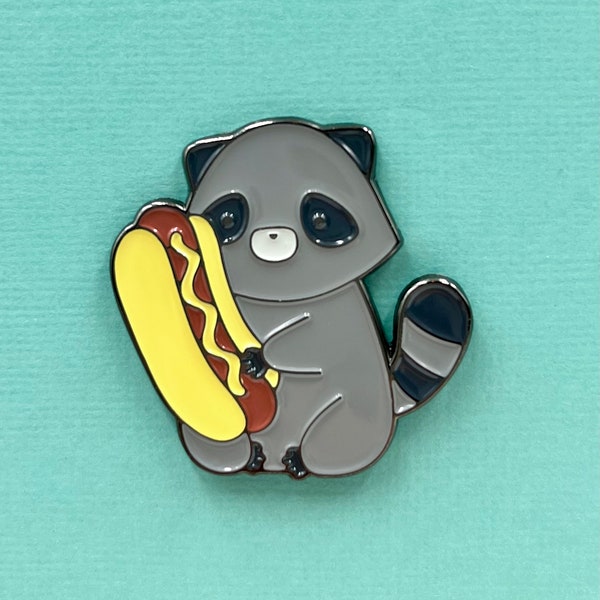 Hotdog Raccoon Enamel Pin