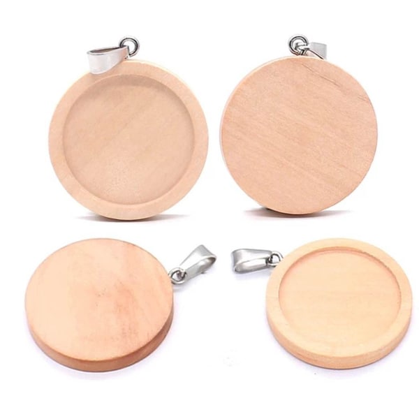 Cabochon Anhänger Kette Fassung Holz und Edelstahl 20 mm 25 mm 30 mm 40 mm