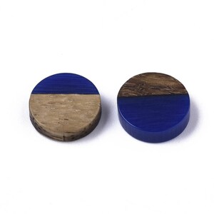 10 / 20 / 50 Stück Holz und Harz Cabochon Rund Flach Farbig 10 mm Mix Paare Auswahl Blau