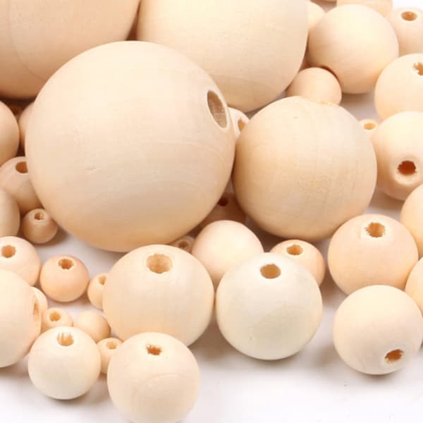 Natural Wooden Beads Raw Beads Craft Decoration 6/8/10/12/14/16/18/20/25/30/35 mm
