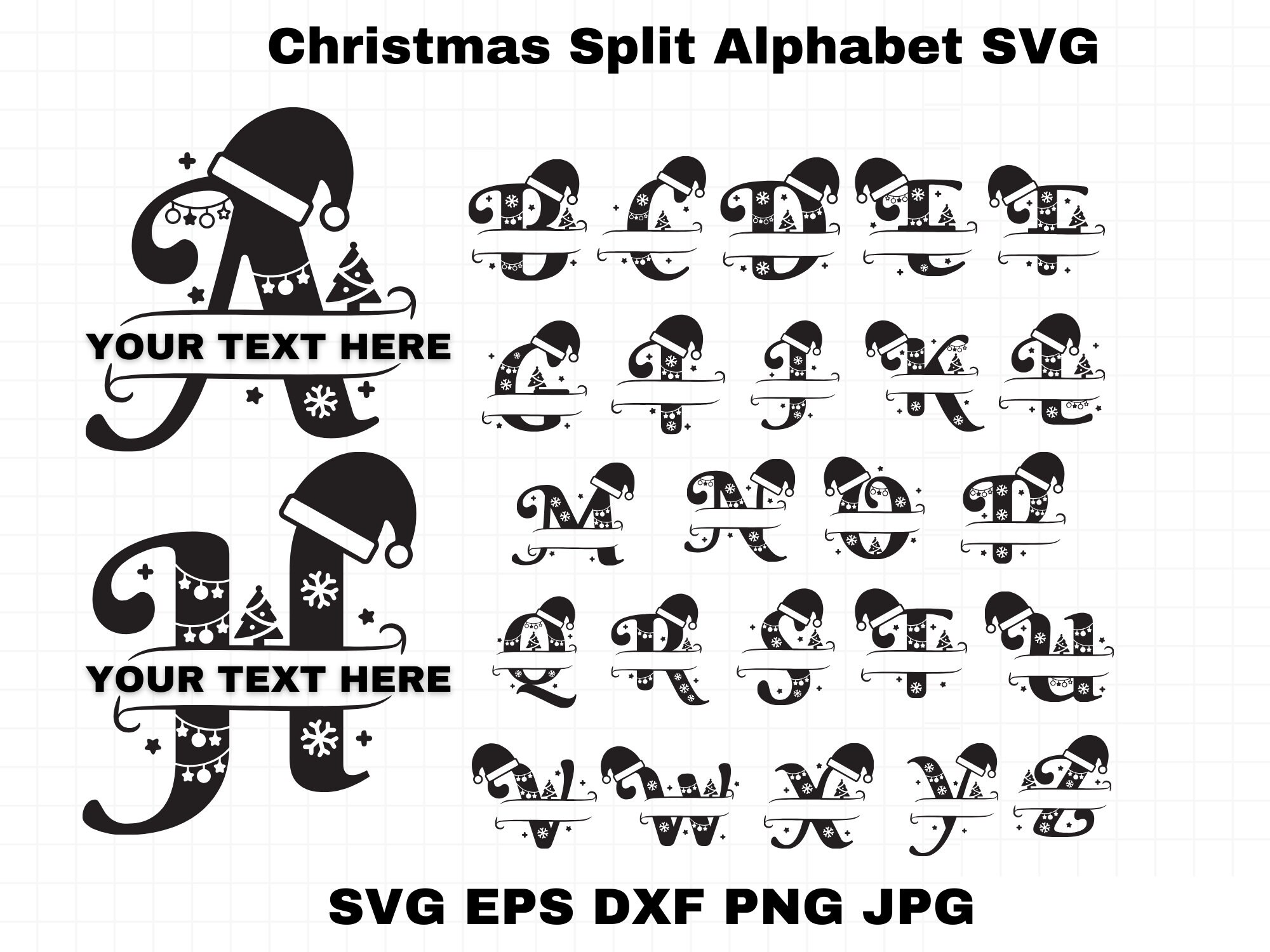 Christmas Split Alphabet SVG, Christmas Monogram Svg, Christmas Svg Cut ...