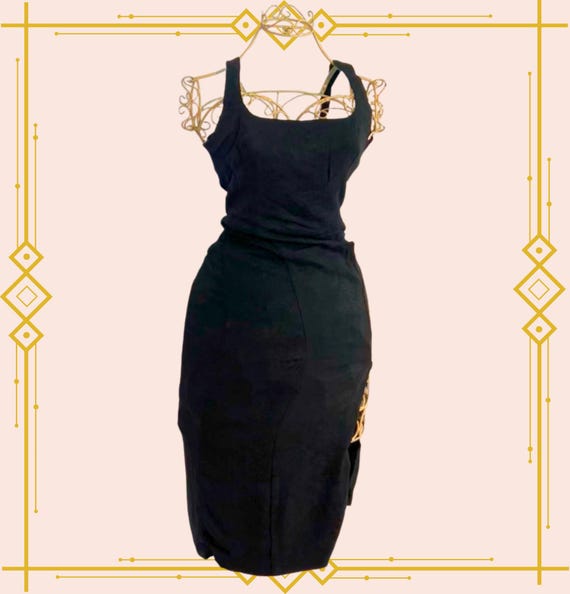 Kookai Black Sleeveless Fitted Faux Snakeskin Dress