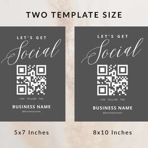 Social Media QR Code Sign Template Editable QR Business - Etsy