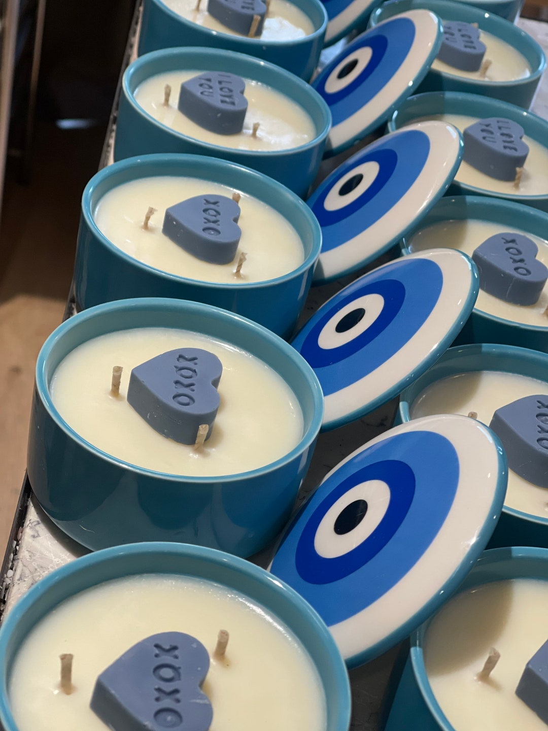 Evil Eye Ceramic Candle With Lid Candle Canister Candle Etsy