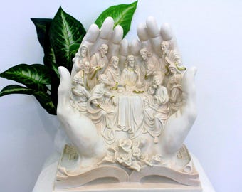 Last Supper Hands Statue - Large | Gift | Religious Statue | Housewarming l Unique l Dinning Room l 12 Disciples l Jesus l Easter l Bible l