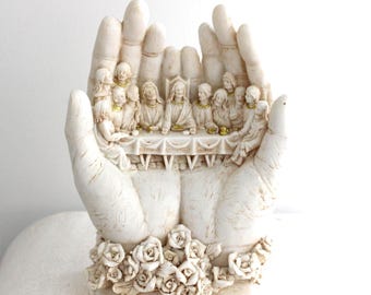 Last Supper Hands Statue | Gift | Religious Statue | Housewarming l Easter l Christmas l Christ l 12 Disciples l Crucifixion l Dinning room