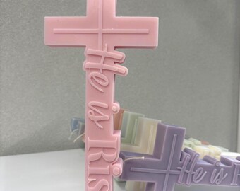 He is Risen Cross Candle l Baptism l Christening l Party Favor l Religious gift l Cruxifix l  l Inspirational quotes l Palm Sunday l Easter
