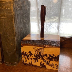 Jerusalem olive wood pen stand, paper weight