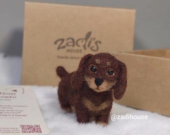Made to order - Felted Dachshund puppy for Blythe doll, Qbaby doll, BJD