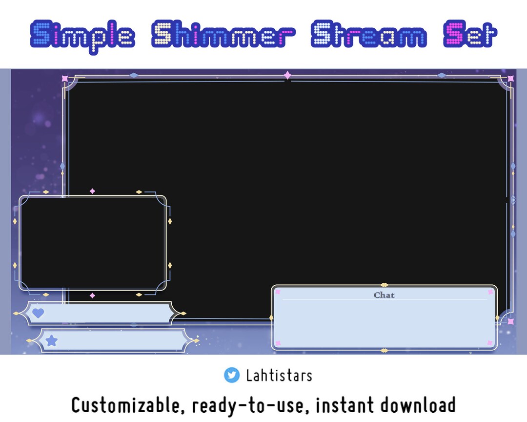 Stream Pictures Simple Simple Shimmer Stream Set / Twitch Cute Blue Stream Screen Overlay Set ...