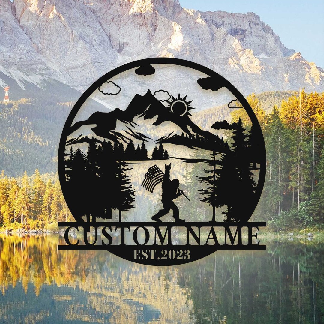 Personalized Big Foot Metal Sign, Bigfoot Mountain Sign Bigfoot Wall