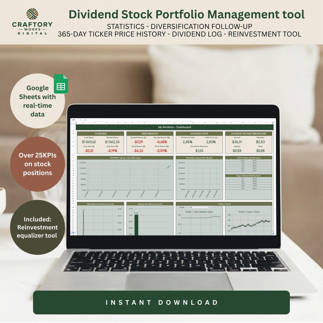 Interactive Dividend Stock Portfolio Tracker: Google Sheets Template ...