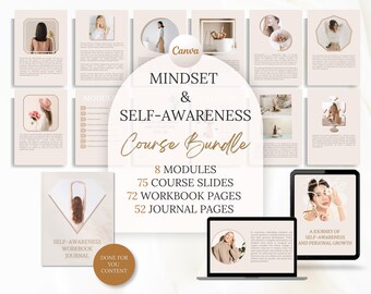 Modèles Canva de cours sur l'état d'esprit fait pour vous, cahier d'exercices pour coach d'état d'esprit, présentation modifiable pour le webinaire, boîte à outils pour coach de vie