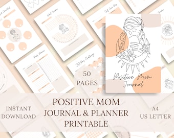 Journal de maman positive, agenda imprimable, listes de contrôle pour les soins personnels et la gratitude