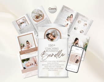 Done for You Coaching Business Bundle, Canva Workbook Template, Instagram Posts, Goal Setting Journal, Lead Magnet