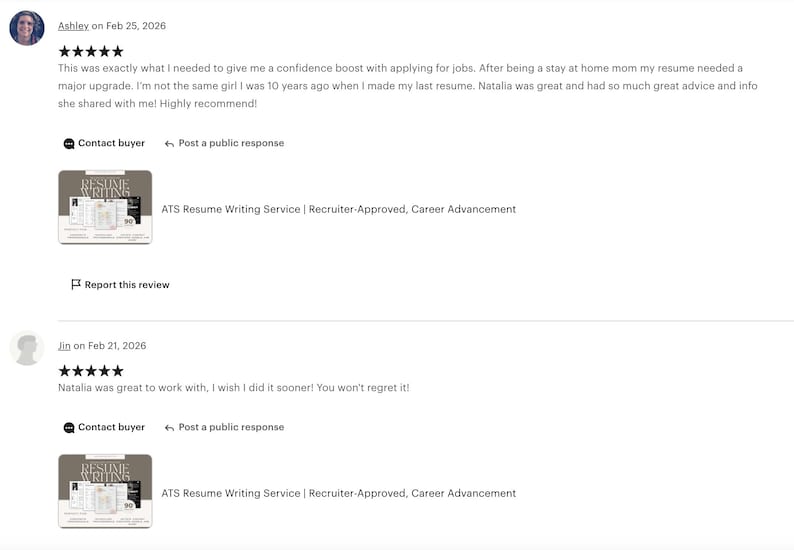 May include: A digital product listing for an ATS Resume Writing Service featuring a dark gray rectangular graphic with the white text RESUME WRITING, accompanied by a document preview and the label Recruiter-Approved, Career Advancement.