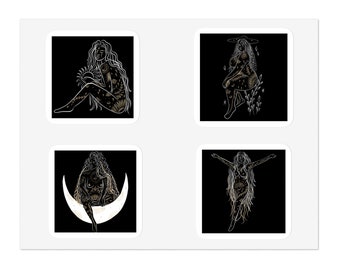 Hoja de pegatinas de la diosa de la luna