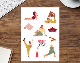 Hoja de pegatinas de Yoga Women