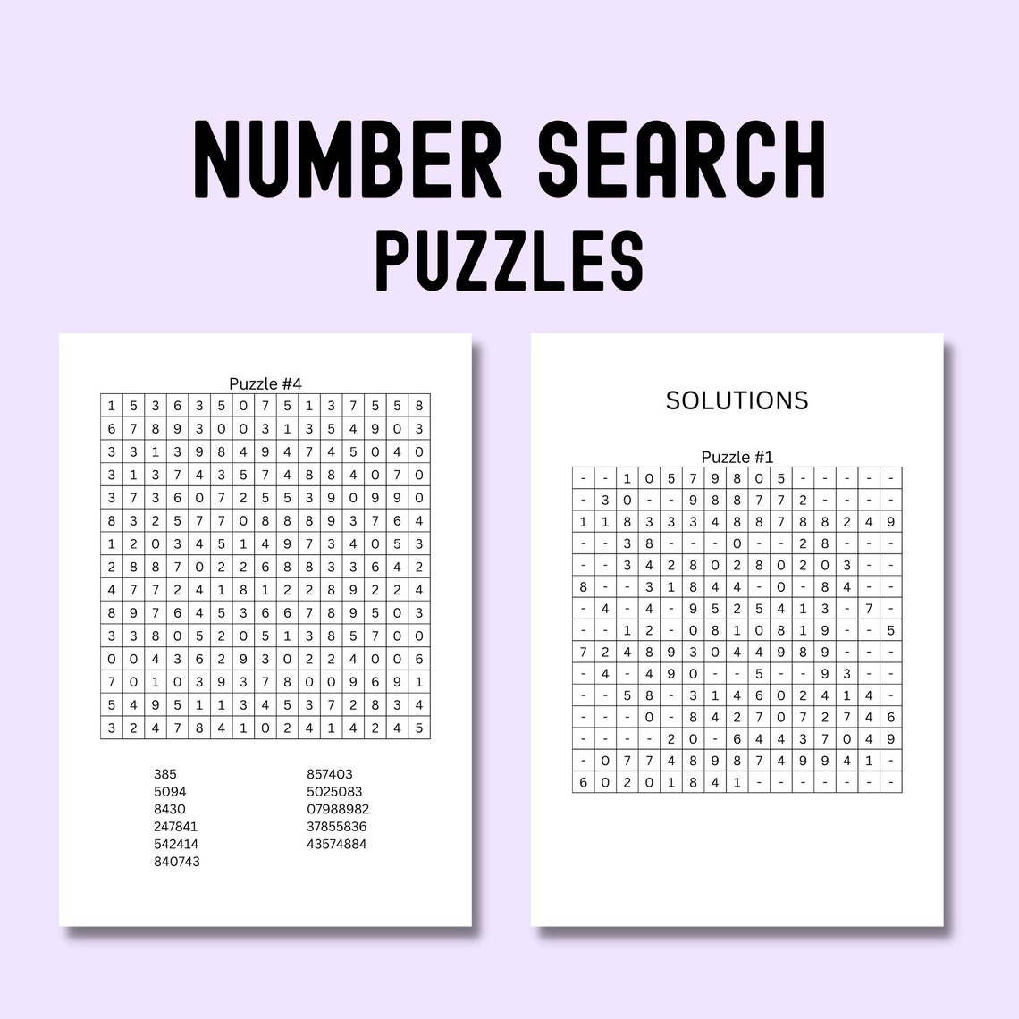 Number Search Puzzles Printable Instant Download 10 Puzzles Number Search Puzzles Printable Instant Download 10 Puzzles
