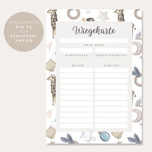 Wiegekarte für Hebammen und frischgebackene Eltern || BABYSPIELZEUG || Zubehör für Hebammenarbeit, Wochenbett. Erinnerung für Eltern!
