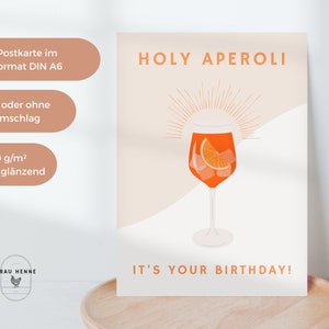 Birthday card A6 postcard HOLY APEROLI image 1