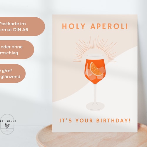 Birthday card A6 (postcard) HOLY APEROLI