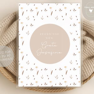 Personalized certificate folder for girls & boys, FLOWERS, certificate, certificates, school enrollment, document folder