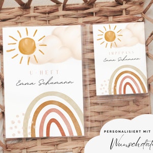 Personalized U-booklet cover in a set || RAINBOW || with/without vaccination certificate/passport.