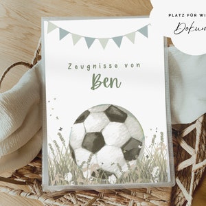 Personalisierte Zeugnismappe für Mädchen & Jungen, FUßBALL, Zeugnis, Zeugnisse, Einschulung, Dokumentenmappe
