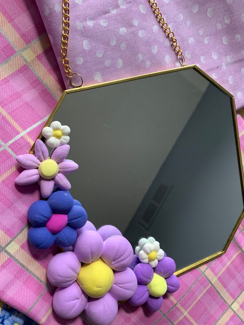 Gorgeous Handmade Air Dry Clay Foam Flower Mirror Trend Tiktok Etsy